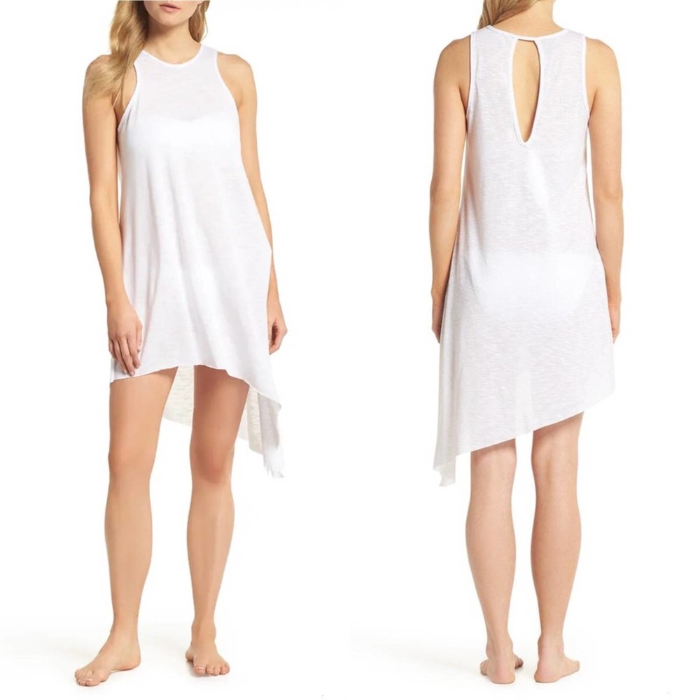 BECCA Rebecca Virtue Breezy Basics Cover-up Tie Side Tank Dress In White M L